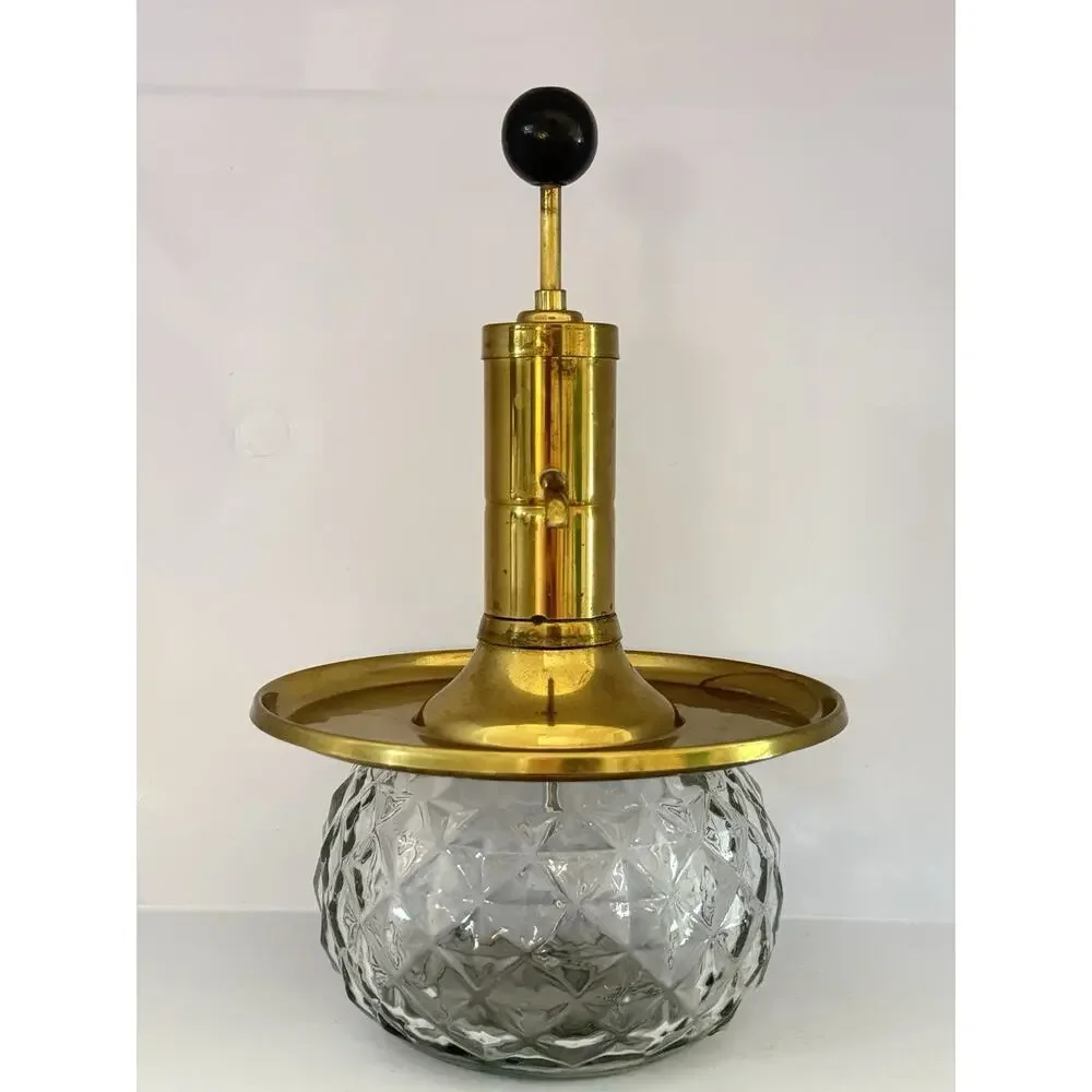 Vintage MCM Sherman Decorative Glass Brass Spirits Liquor Pump Dispenser 12”